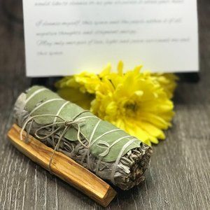 EUCALYPTUS + 2 WHITE SAGE+1 stick of palo santo 4 INCH